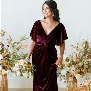 Revelry Gwen Velvet Dress in Terracotta